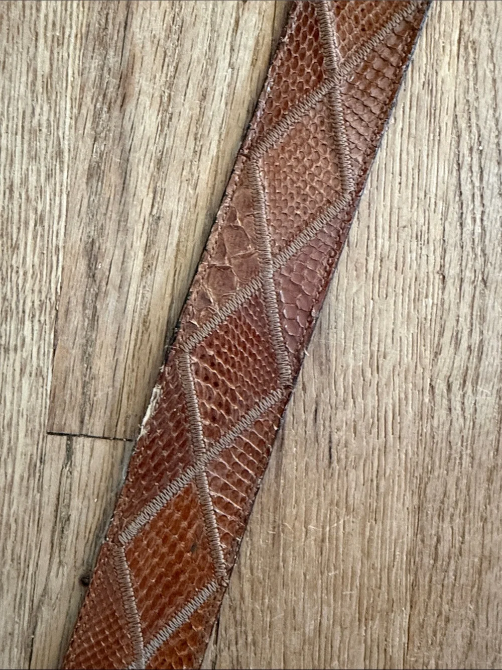 Vintage Tony Lama Patchwork Snakeskin Leather Western Belt Strap Size 38